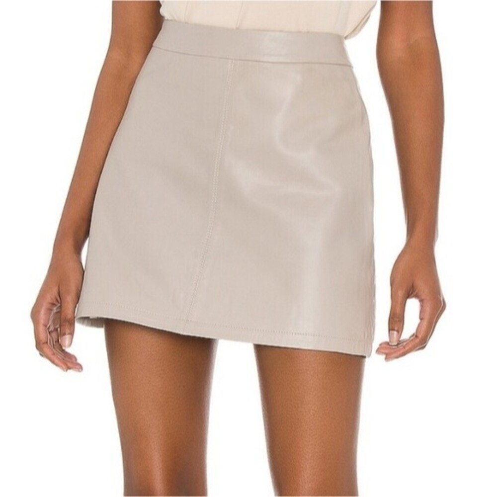 Cupcakes and Cashmere Soft Leather Lined Mini Skirt in Toffee